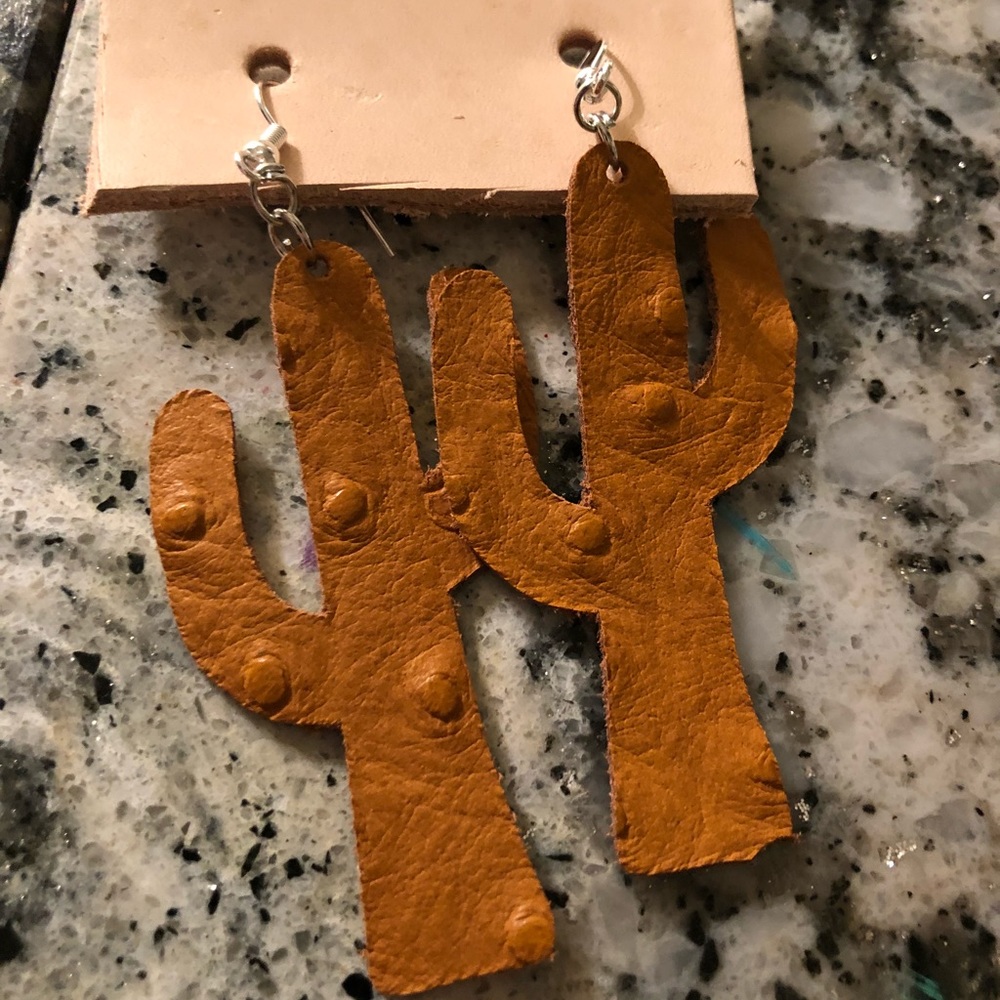 Cactus Earrings from Ostrich Leather 🌵🌵🌵